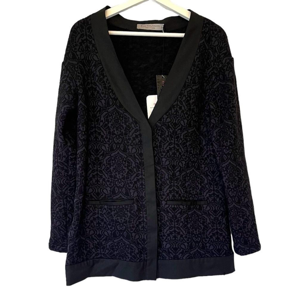 [NWT] Eva Khurshid | Mackenzie Black Elegant Cardigan With Scarf Size M